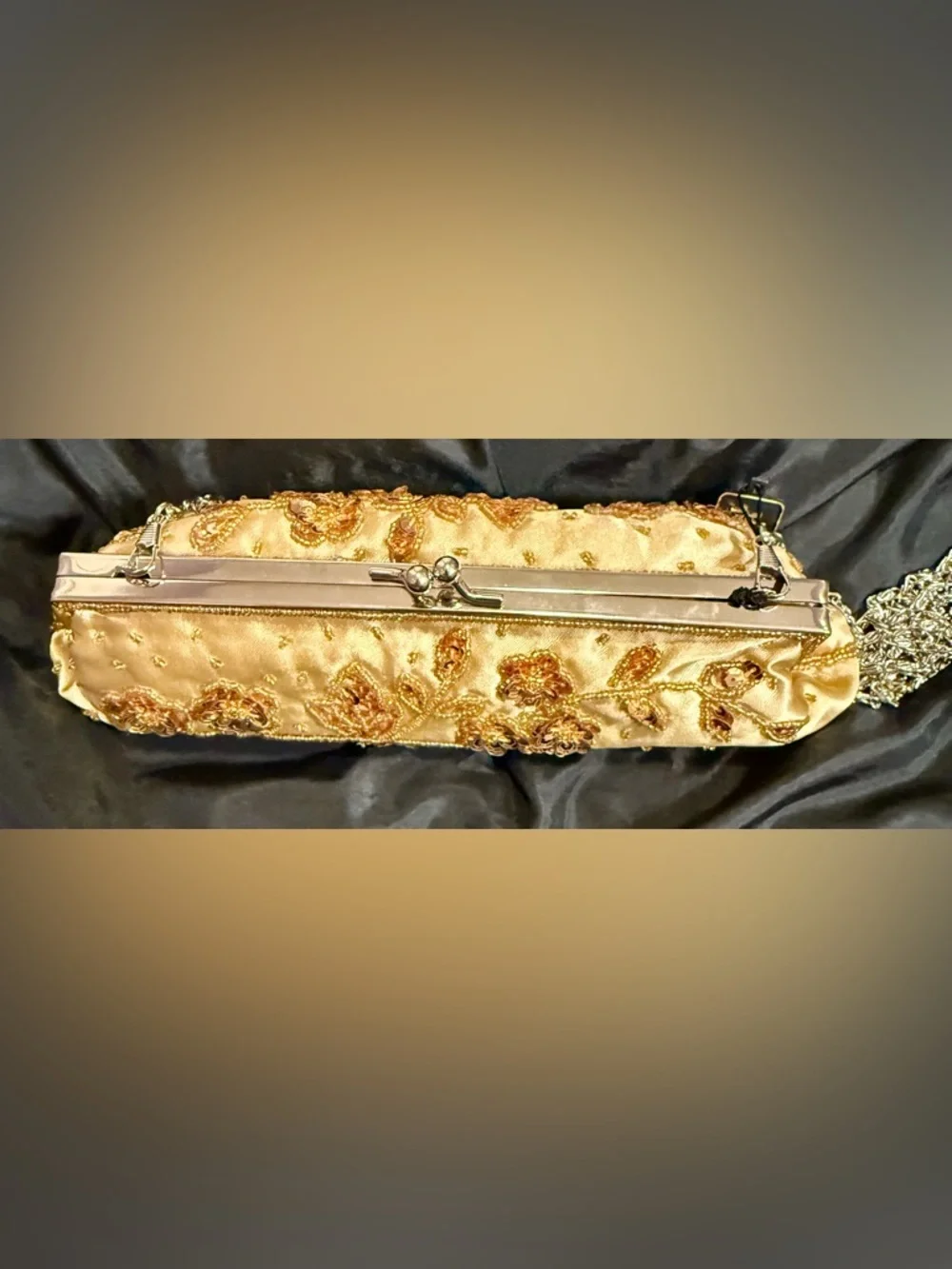 Y2K Deadstock Gold Beaded Evening Clutch Shoulder Bag NWT Bijoux Terner - Picture 6 of 13